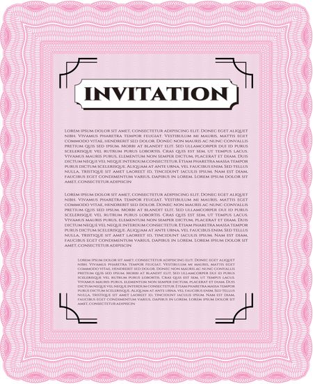 Invitation. Complex design. Printer friendly. Detailed.