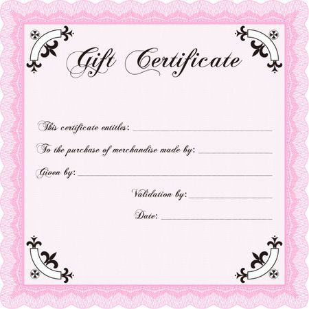 Vector Gift Certificate. With complex background. Excellent design. Customizable, Easy to edit and change colors. 