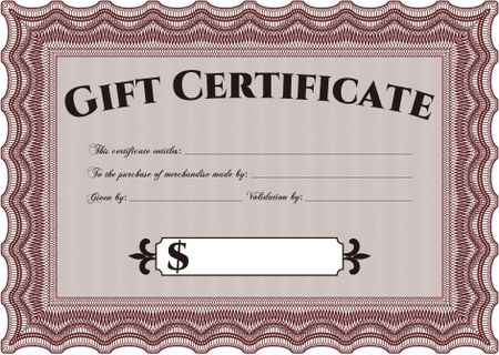 Gift certificate. Nice design. Easy to print. Detailed. 