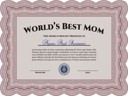 World's Best Mom Award Template. Customizable, Easy to edit and change colors. Good design. With background. 