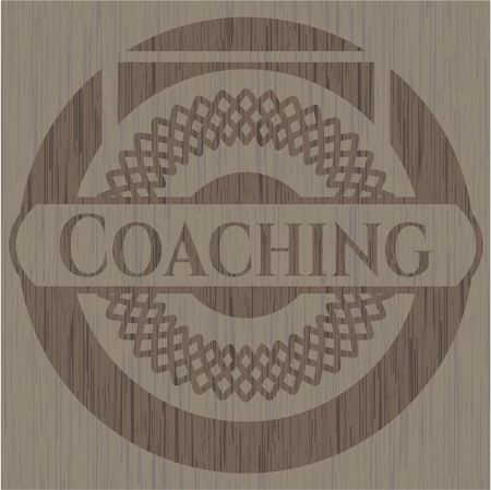 Coaching badge with wood background