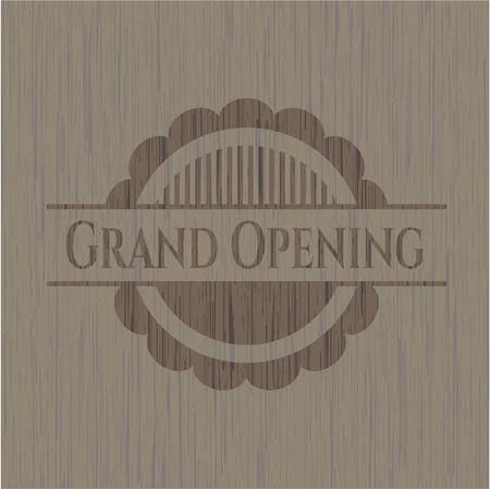 Grand Opening wood emblem. Retro