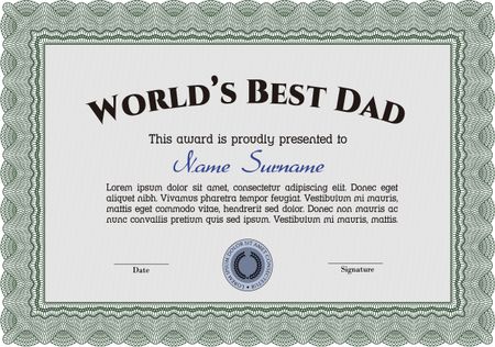 World's Best Father Award. Easy to print. Detailed. Cordial design. 