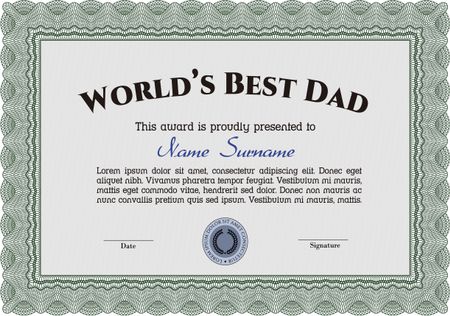 World's Best Father Award. Easy to print. Detailed. Cordial design.