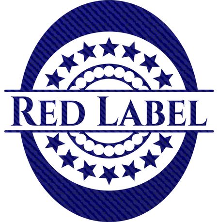 Red Label badge with jean texture