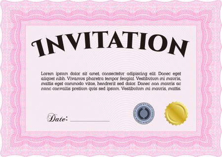 Formal invitation template. Excellent design. Customizable, Easy to edit and change colors. With complex background. 