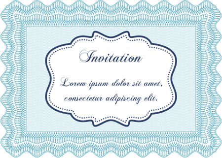 Vintage invitation template. Vector illustration. Elegant design. With guilloche pattern.