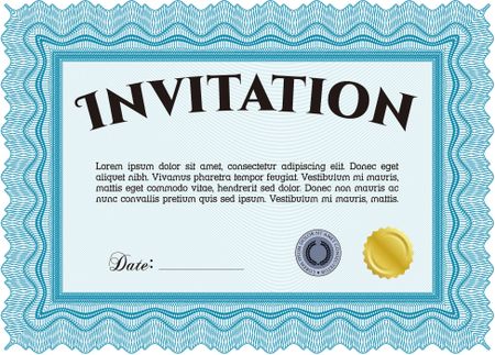 Vintage invitation template. Vector illustration. Elegant design. With guilloche pattern.