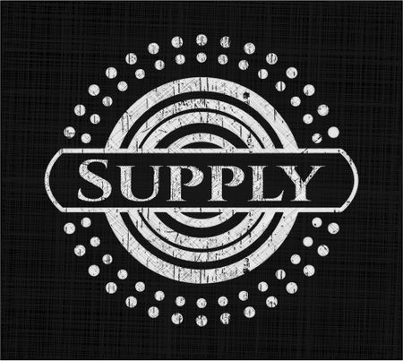 Supply chalk emblem, retro style, chalk or chalkboard texture
