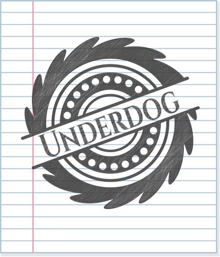 Underdog emblem draw with pencil effect