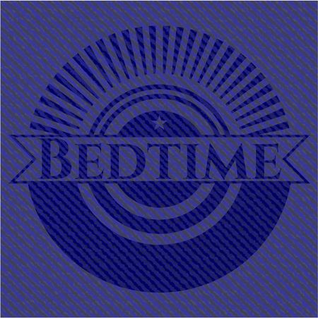 Bedtime jean or denim emblem or badge background
