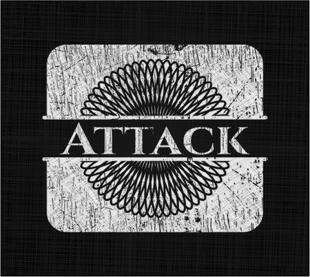 Attack chalkboard emblem written on a blackboard