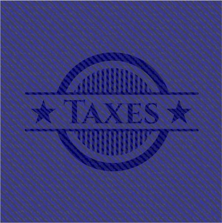 Taxes badge with denim texture