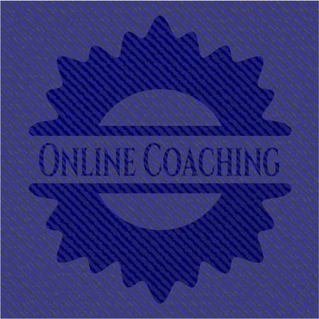 Online Coaching badge with jean texture