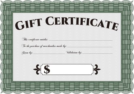 Vector Gift Certificate template. Excellent complex design. Vector illustration. With complex linear background. 