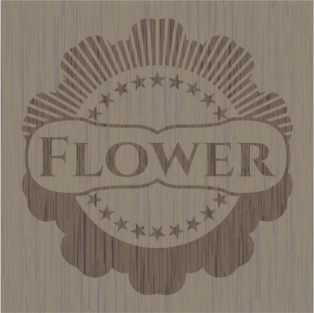Flower badge with wood background