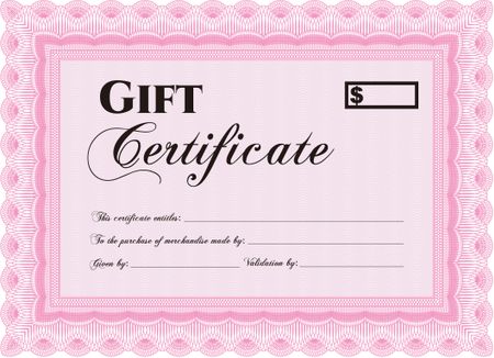 Vector Gift Certificate template. With complex linear background. Excellent complex design. Vector illustration. 