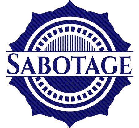 Sabotage badge with denim texture