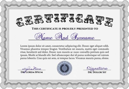 Grey Diploma. Good design. Border, frame. With background.