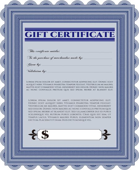 Retro Gift Certificate. With background. Customizable, Easy to edit and change colors. Cordial design. 