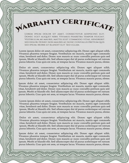 Warranty template. With background. Customizable, Easy to edit and change colors. Cordial design. 