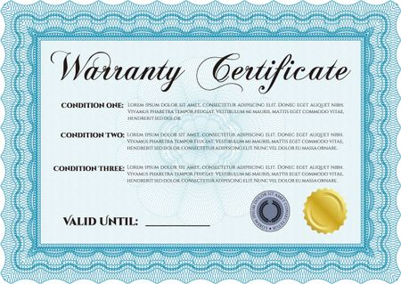 Warranty template. With background. Customizable, Easy to edit and change colors. Cordial design. 