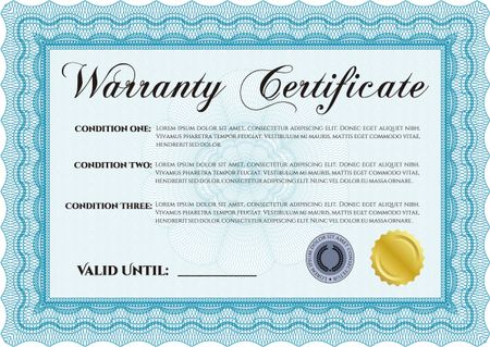 Warranty template. With background. Customizable, Easy to edit and change colors. Cordial design.