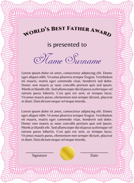 World's Best Dad Award Template. Good design. With complex background. Customizable, Easy to edit and change colors.