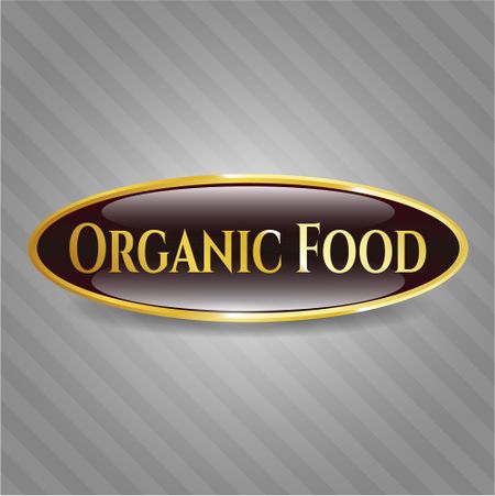Organic Food gold badge or emblem