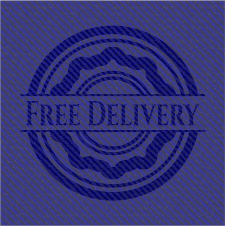 Free Delivery badge with jean texture
