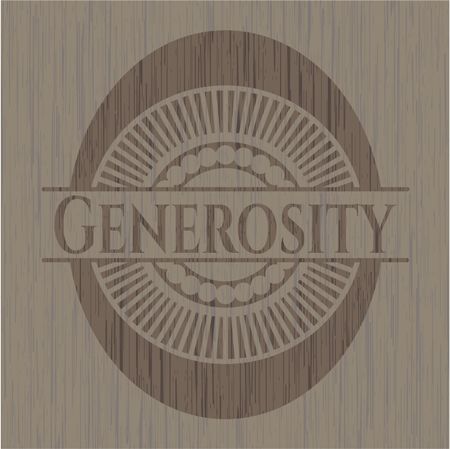 Generosity wooden emblem. Retro