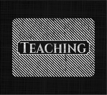 Teaching chalk emblem, retro style, chalk or chalkboard texture