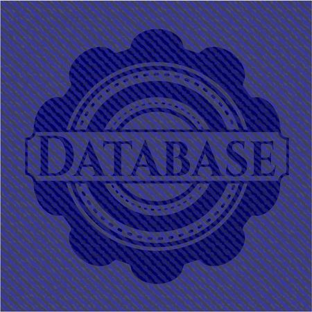 Database badge with denim texture