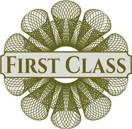 First Class inside a money style rosette
