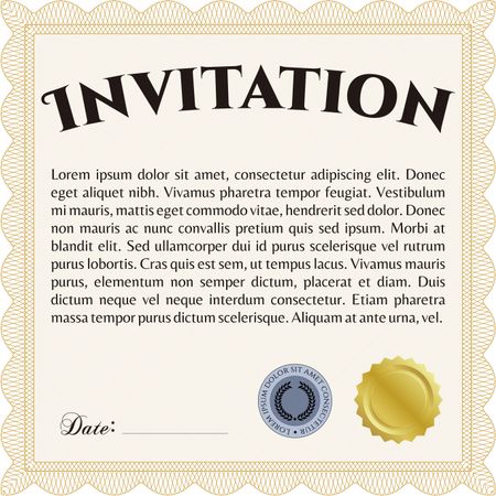 Vintage invitation. With complex linear background. Artistry design. Vector illustration. 