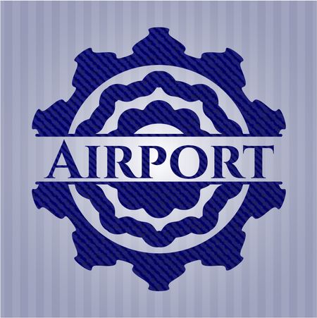 Airport badge with denim background