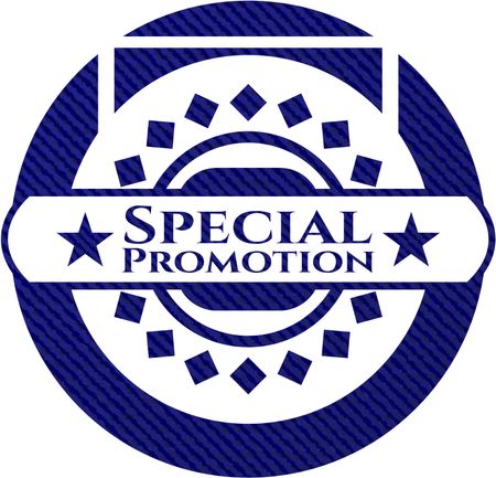Special Promotion badge with denim background