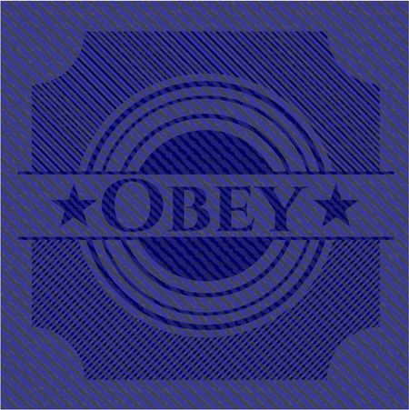 Obey badge with jean texture