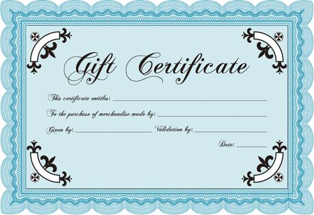 Retro Gift Certificate template. Vector illustration. Artistry design. With complex linear background. 