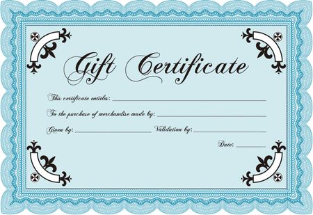 Retro Gift Certificate template. Vector illustration. Artistry design. With complex linear background.