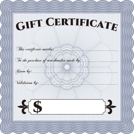 Vector Gift Certificate template. With complex linear background. Vector illustration. Excellent complex design. 