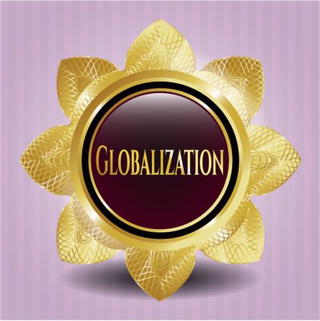 Globalization golden emblem or badge
