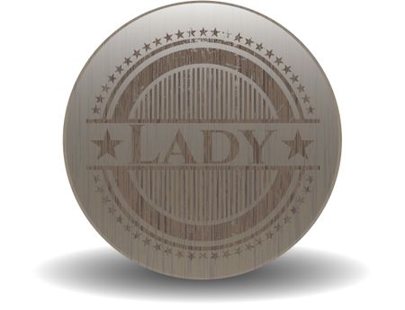 Lady retro style wooden emblem