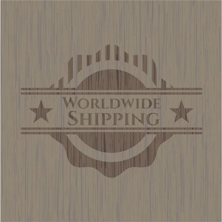 Worldwide Shipping retro style wooden emblem