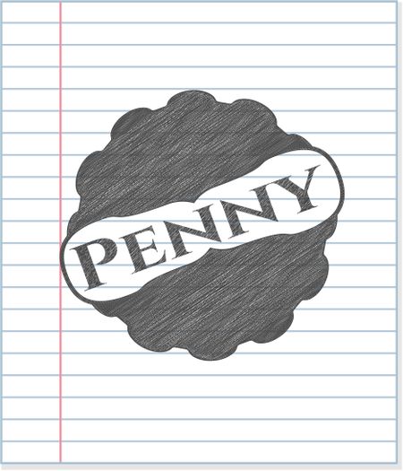 Penny emblem draw with pencil effect