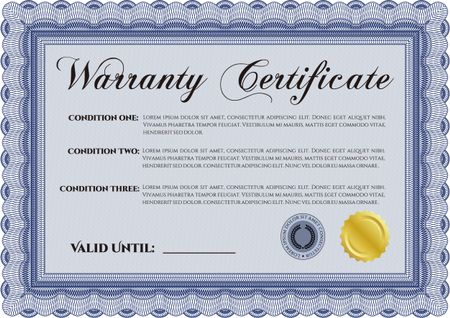 Warranty template or warranty certificate.