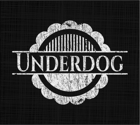 Underdog chalk emblem, retro style, chalk or chalkboard texture