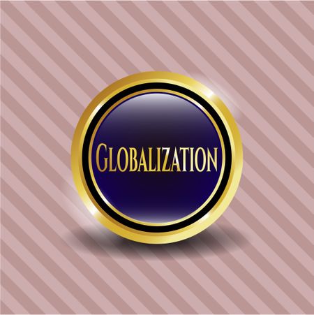 Globalization golden badge or emblem