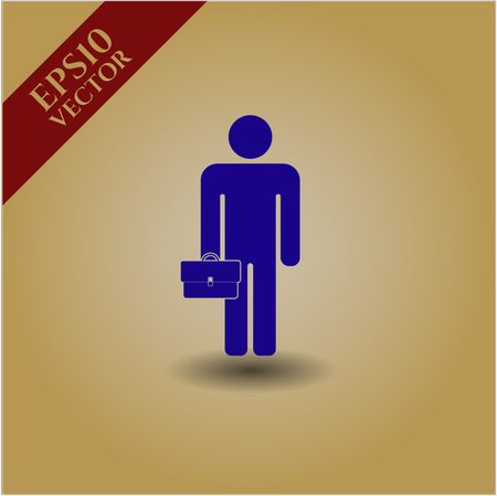 Businessman holding briefcase icon vector symbol flat