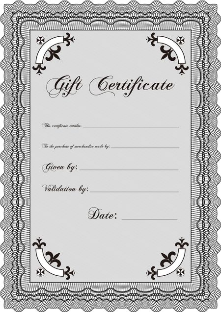 Modern gift certificate. With great quality guilloche pattern. Sophisticated design. 